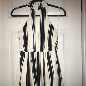 Black and white halter romper